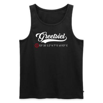 Greetsiel Koordinaten - Männer Premium Bio Tank Top - Schwarz - Vorne - Michal (187cm)