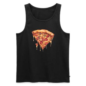 Pizza Passion: une tranche alléchante! - Débardeur bio Premium Homme - noir - Devant - Michal (187cm)