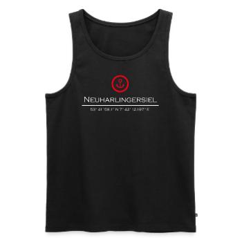 Neuharlingersiel roter Anker - Männer Premium Bio Tank Top - Schwarz - Vorne - AI Model Male 178 light (178cm)