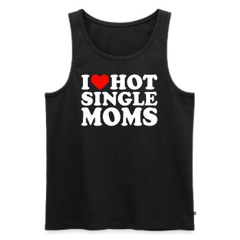 I Love Hot Single Moms I Red Heart Single Moms - Men's Premium Organic Tank Top - black - Front - Michal (187cm)