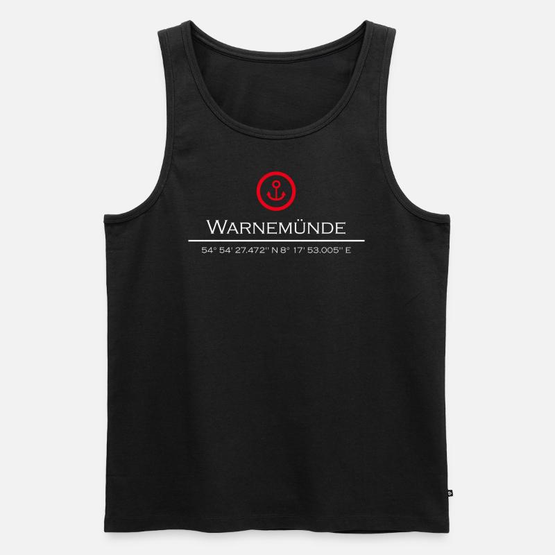 Warnemünde roter Anker - Männer Premium Bio Tank Top - Schwarz