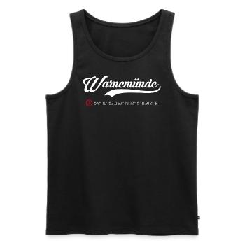 Warnemünde Koordinaten - Männer Premium Bio Tank Top - Schwarz - Vorne - Michal (187cm)