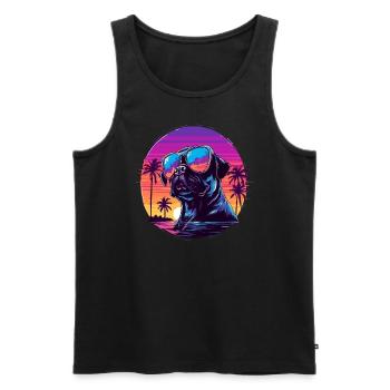 Retro Pug Dog - Männer Premium Bio Tank Top - Schwarz - Vorne - AI Model Male 178 light (178cm)