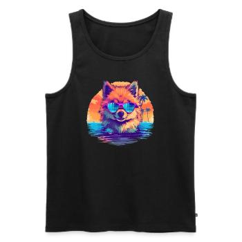 Retro Pomeranian - Männer Premium Bio Tank Top - Schwarz - Vorne - Michal (187cm)