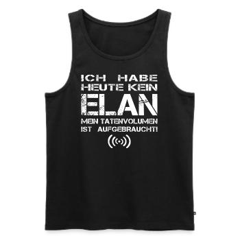 Ich habe heute kein Elan mein Tatenvolumen ist - Männer Premium Bio Tank Top - Schwarz - Vorne - Michal (187cm)