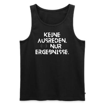Keine Ausreden. Nur Ergebnisse. Fitness T Shirt - Männer Premium Bio Tank Top - Schwarz - Vorne - Michal (187cm)