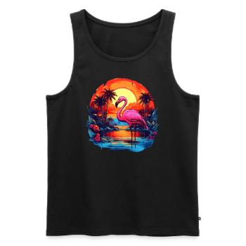 Flamingo im Sonnenuntergang - Männer Premium Bio Tank Top - Schwarz - Vorne - Michal (187cm)