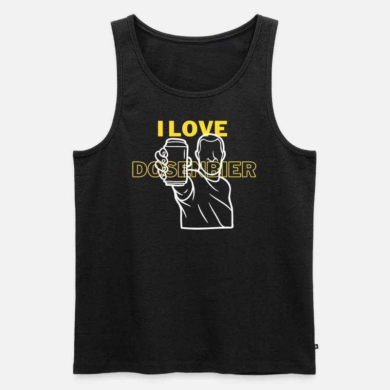I love Dosenbier - Männer Premium Bio Tank Top - Schwarz
