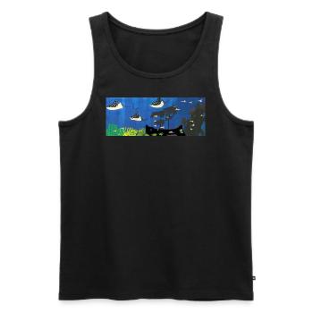 rochen , schiff, fische - Männer Premium Bio Tank Top - Schwarz - Vorne - AI Model Male 178 light (178cm)
