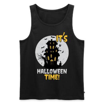 C’est l’heure d’Halloween: Maison hantée et château hanté - Débardeur bio Premium Homme - noir - Devant - AI Model Male 178 light (178cm)