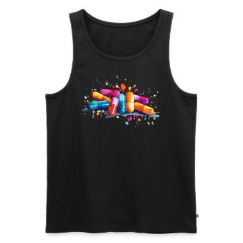 bunte Pillen - Männer Premium Bio Tank Top - Schwarz - Vorne - AI Model Male 178 light (178cm)