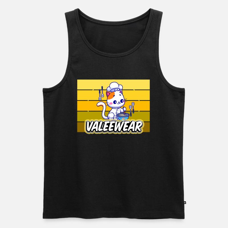 Valeewear - Katze als Sternekoch - Männer Premium Bio Tank Top - Schwarz