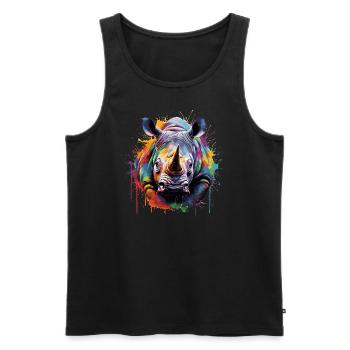 das bunte Rhino - Männer Premium Bio Tank Top - Schwarz - Vorne - Michal (187cm)