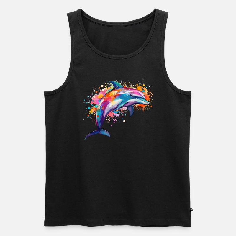 der bunte Delfin - Männer Premium Bio Tank Top - Schwarz