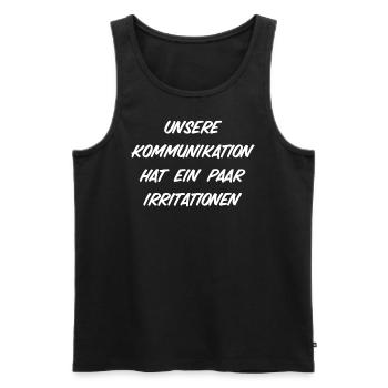 Shirt "unsere Kommunikation hat Irritationen" - Männer Premium Bio Tank Top - Schwarz - Vorne - AI Model Male 178 light (178cm)