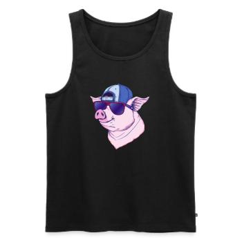 Cochon cool - Débardeur bio Premium Homme - noir - Devant - AI Model Male 178 light (178cm)