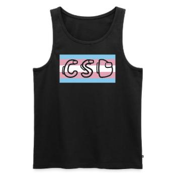 Drapeau de la fierté trans CSD - Débardeur bio Premium Homme - noir - Devant - AI Model Male 178 light (178cm)
