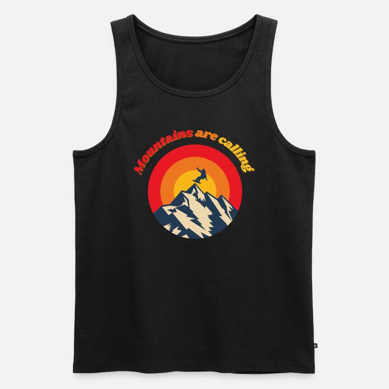 Sunset Snowboard Mountains are calling - Männer Premium Bio Tank Top - Schwarz