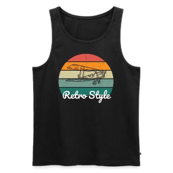 Retro Vibe Flugzeug style - Männer Premium Bio Tank Top - Schwarz - Vorne - AI Model Male 178 light (178cm)