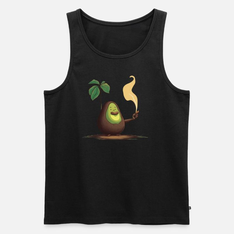 Avocado mit Zigarre - Männer Premium Bio Tank Top - Schwarz