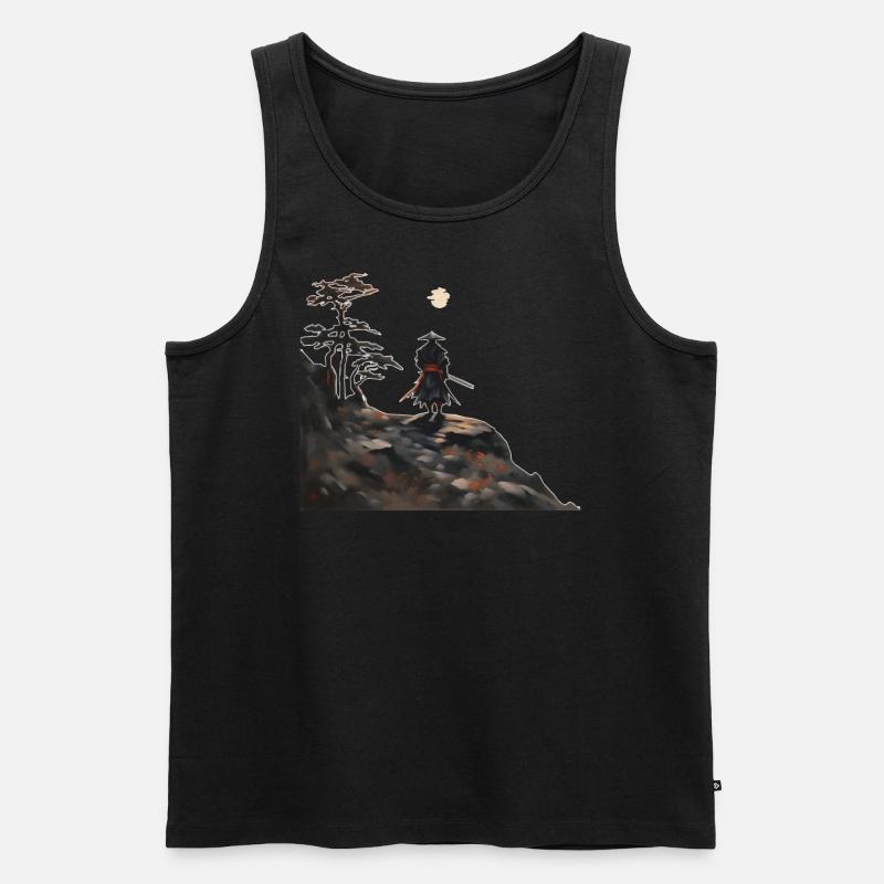 Samurai am Berg - Männer Premium Bio Tank Top - Schwarz