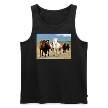 Pferde, Isibat - Männer Premium Bio Tank Top - Schwarz - Vorne - Michal (187cm)