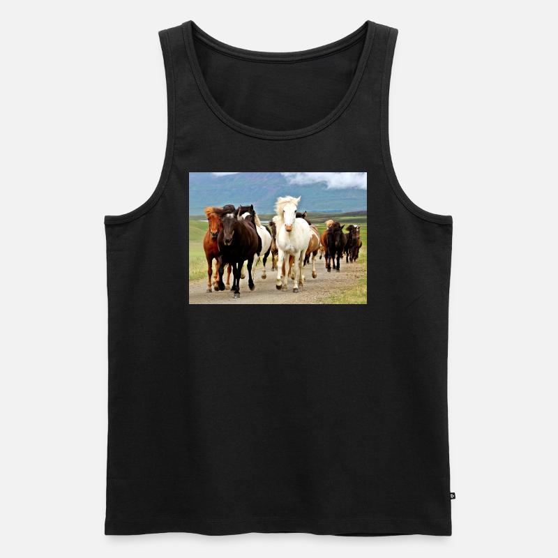 Pferde, Isibat - Männer Premium Bio Tank Top - Schwarz