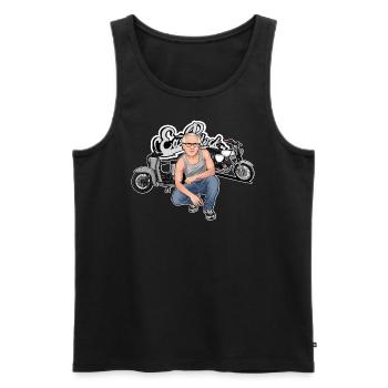Schwalbe S51 Erich // Illustration - Männer Premium Bio Tank Top - Schwarz - Vorne - AI Model Male 178 light (178cm)