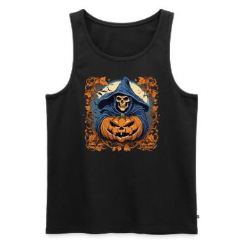 Sensemann mit dem Kürbis in der Hand - Männer Premium Bio Tank Top - Schwarz - Vorne - Michal (187cm)