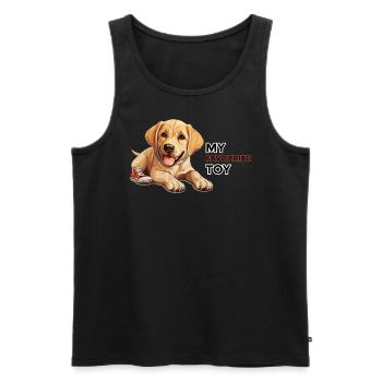 Labrador-Welpe mit Schuh. My favoritetoy shirt - Männer Premium Bio Tank Top - Schwarz - Vorne - AI Model Male 178 light (178cm)
