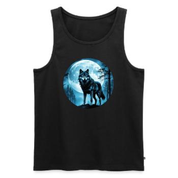 Wolf - Männer Premium Bio Tank Top - Schwarz - Vorne - Michal (187cm)