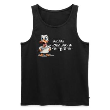 Goose with Knife: No Peace Funny Shirt - Men's Premium Organic Tank Top - black - Front - Michal (187cm)