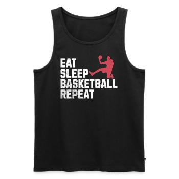 Manger, dormir, jouer au basket-ball, répéter : la vie d’un vrai - Débardeur bio Premium Homme - noir - Devant - Michal (187cm)