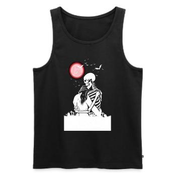 Amour triste - squelette horreur-couple lune rouge - Débardeur bio Premium Homme - noir - Devant - AI Model Male 178 light (178cm)