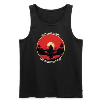 Funny Black Ninja Cat Silhouette Ninja Cat Time - Männer Premium Bio Tank Top - Schwarz - Vorne - AI Model Male 178 light (178cm)