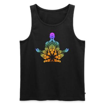 Yoga Meditation Mandala - Men's Premium Organic Tank Top - black - Front - AI Model Male 178 light (178cm)