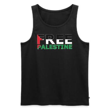 FREE PALESTINE - Men's Premium Organic Tank Top - black - Front - AI Model Male 178 light (178cm)