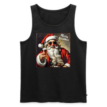 Weihnachtsmann mit Sonnenbrille und Bierglas - Männer Premium Bio Tank Top - Schwarz - Vorne - Michal (187cm)