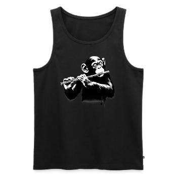 Monkey Orchestra Flute Street Art Banksy Style - Men's Premium Organic Tank Top - black - Front - AI Model Male 178 light (178cm)