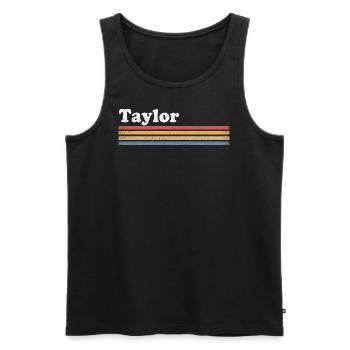 Taylor Nom personnalisé anniversaire Noël - Débardeur bio Premium Homme - noir - Devant - AI Model Male 178 light (178cm)