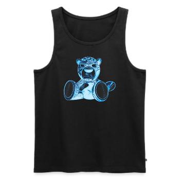 Creepy Teddy Blue - Männer Premium Bio Tank Top - Schwarz - Vorne - AI Model Male 178 light (178cm)