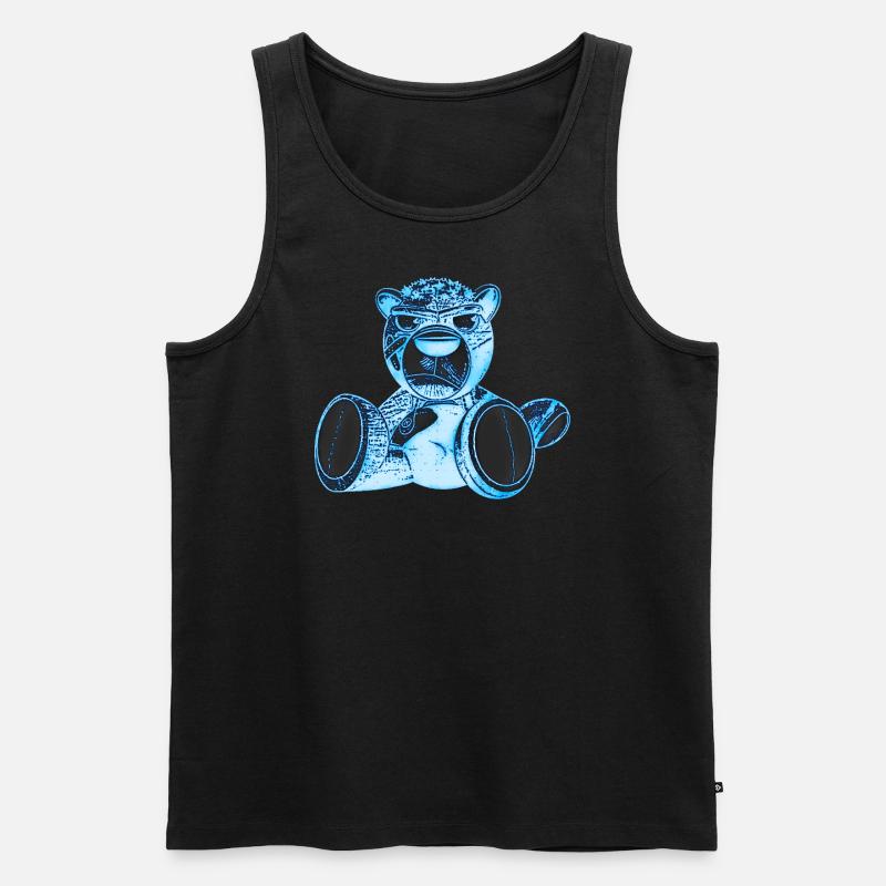 Creepy Teddy Blue - Männer Premium Bio Tank Top - Schwarz