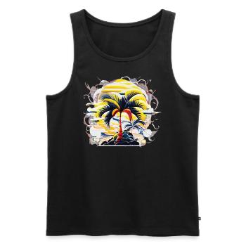 Palm on the Shore (Artwork Collection) - Men's Premium Organic Tank Top - black - Front - Michal (187cm)