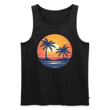 Miami sunset - Men's Premium Organic Tank Top - black - Front - Michal (187cm)