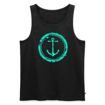 Maritimes Anker Motiv - Männer Premium Bio Tank Top - Schwarz - Vorne - Michal (187cm)
