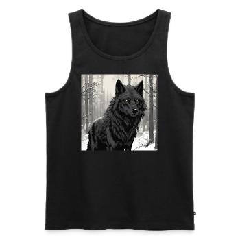 Schwarzer Wolf - Männer Premium Bio Tank Top - Schwarz - Vorne - Michal (187cm)
