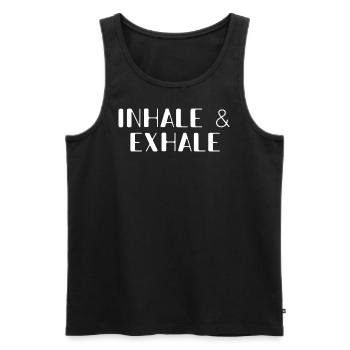 Dictons drôles d’inspiration et d’expiration - Débardeur bio Premium Homme - noir - Devant - AI Model Male 178 light (178cm)