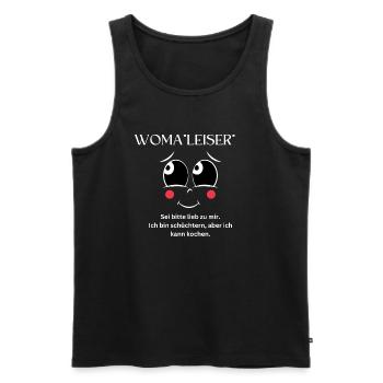 Woma*leiser* - Männer Premium Bio Tank Top - Schwarz - Vorne - Michal (187cm)