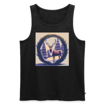 Rentier Kranz - Männer Premium Bio Tank Top - Schwarz - Vorne - Michal (187cm)