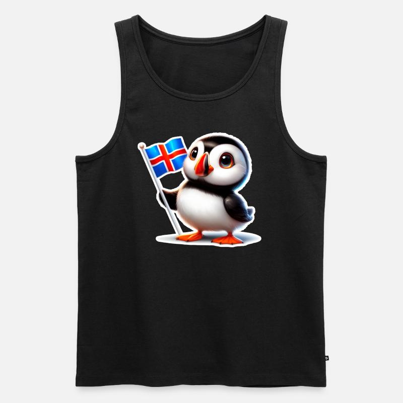 Süßer Papageitaucher mit isländischer Flagge - Männer Premium Bio Tank Top - Schwarz